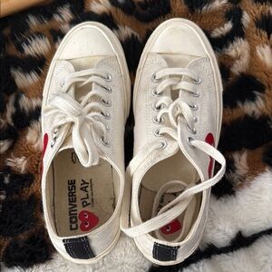 Used Converse Play White Sneakers with Red Heart